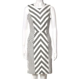 Milly of New York Chevron Black and White Midi Dress